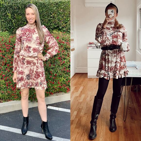 Zadig & Voltaire Rocket Toile De Jouy Satin Mock Neck Long Sleeve Dress Small - Picture 1 of 16